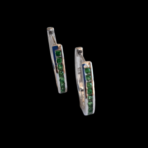 Green sapphire oval huggie