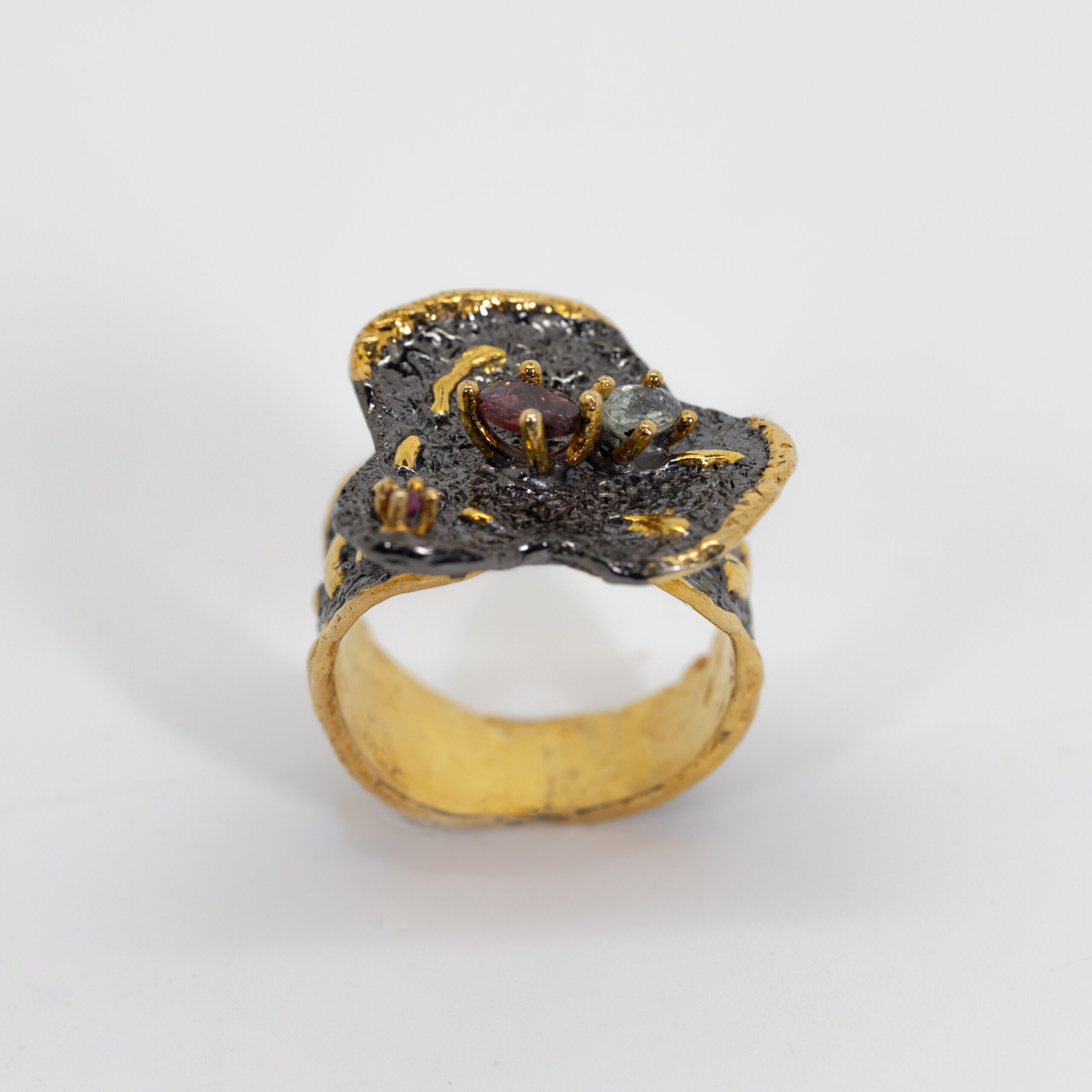 Organic Multi-Gem Ring in Mixed Metals - Image 2