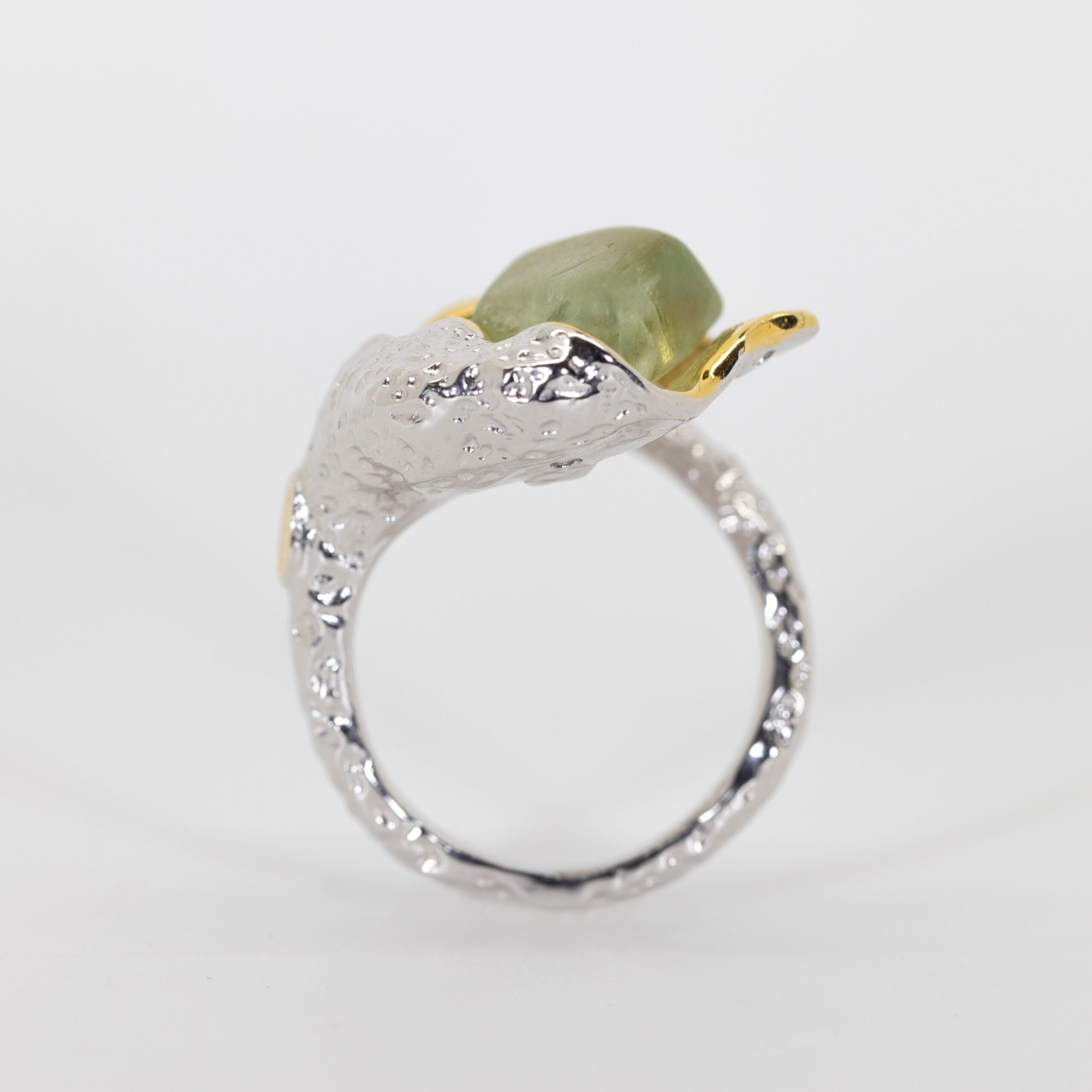 Fluorite Lily Bud Ring with Mixed Metals