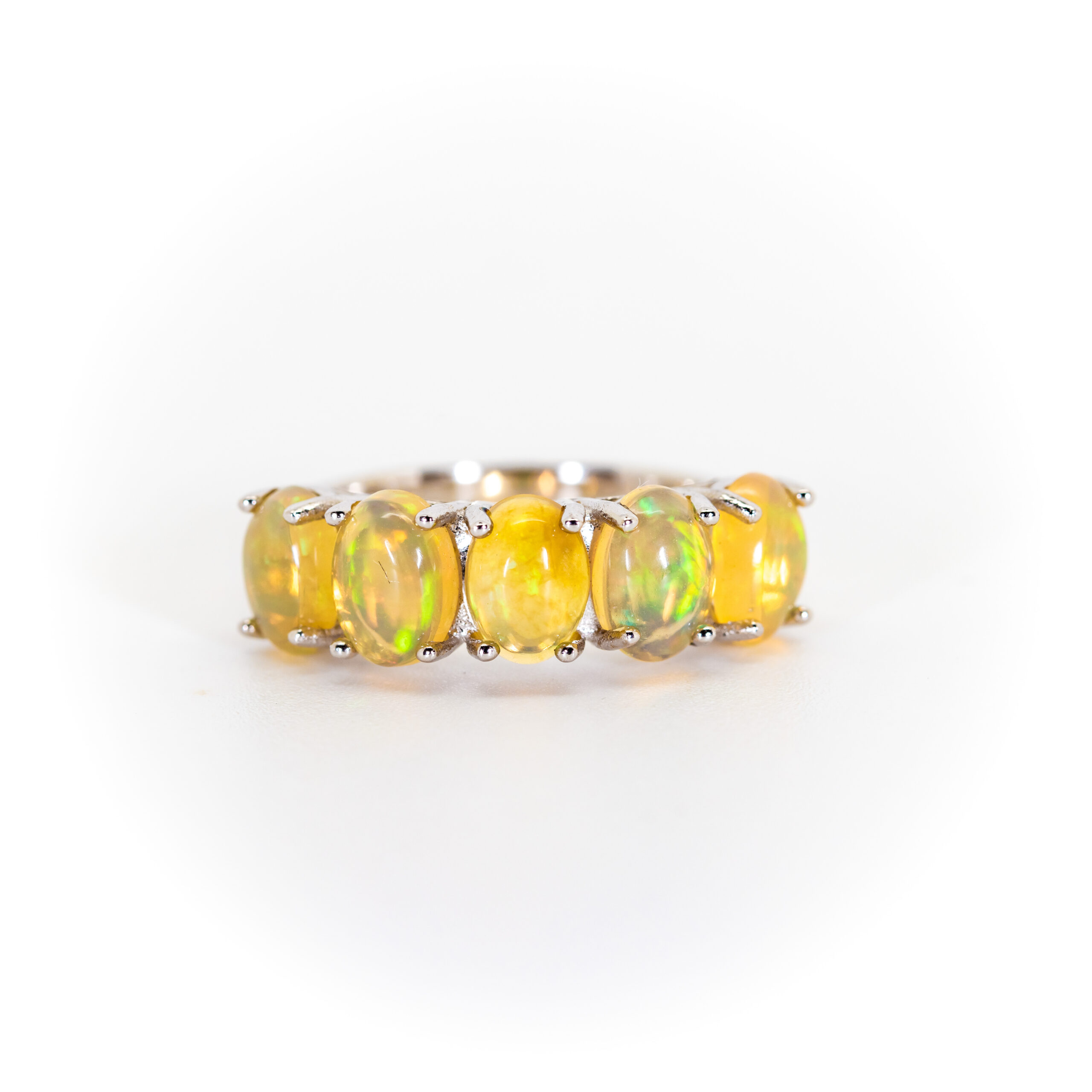 Opal Oval Five-Stone Half Eternity Ring