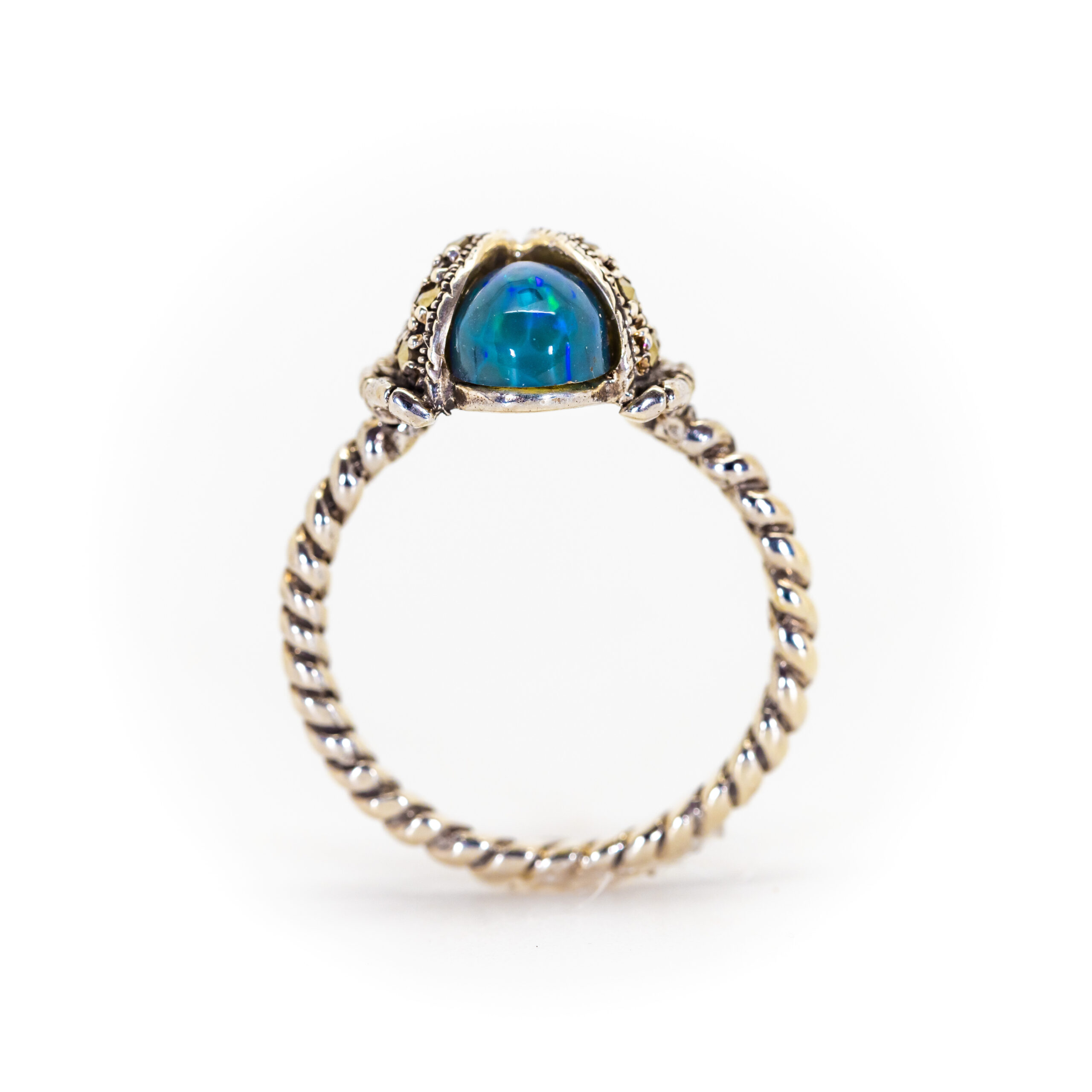 Blue Opal Ladybug Ring with Ruby & Green Agate - Image 2