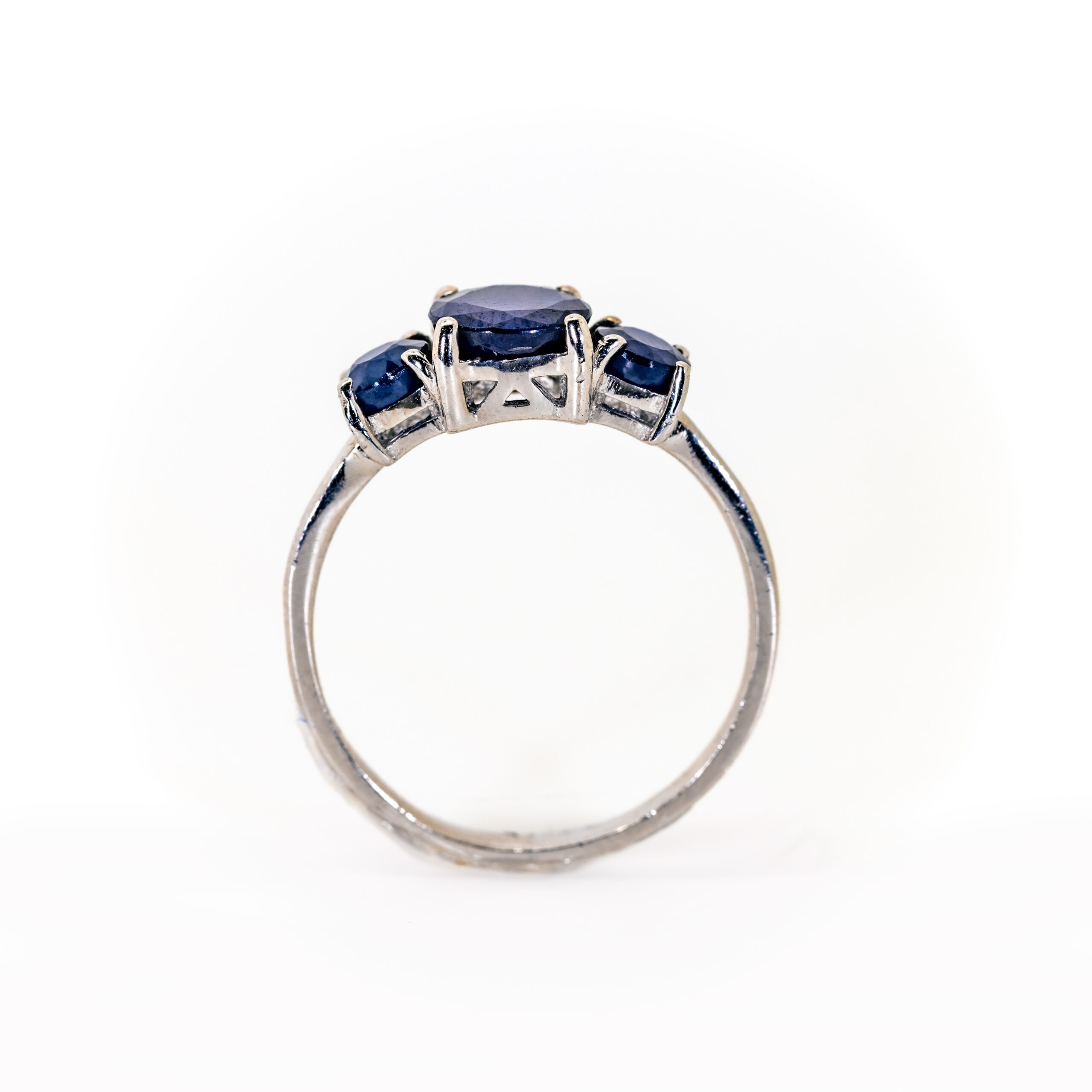 Blue Sapphire Stepped Trilogy Ring - Image 2