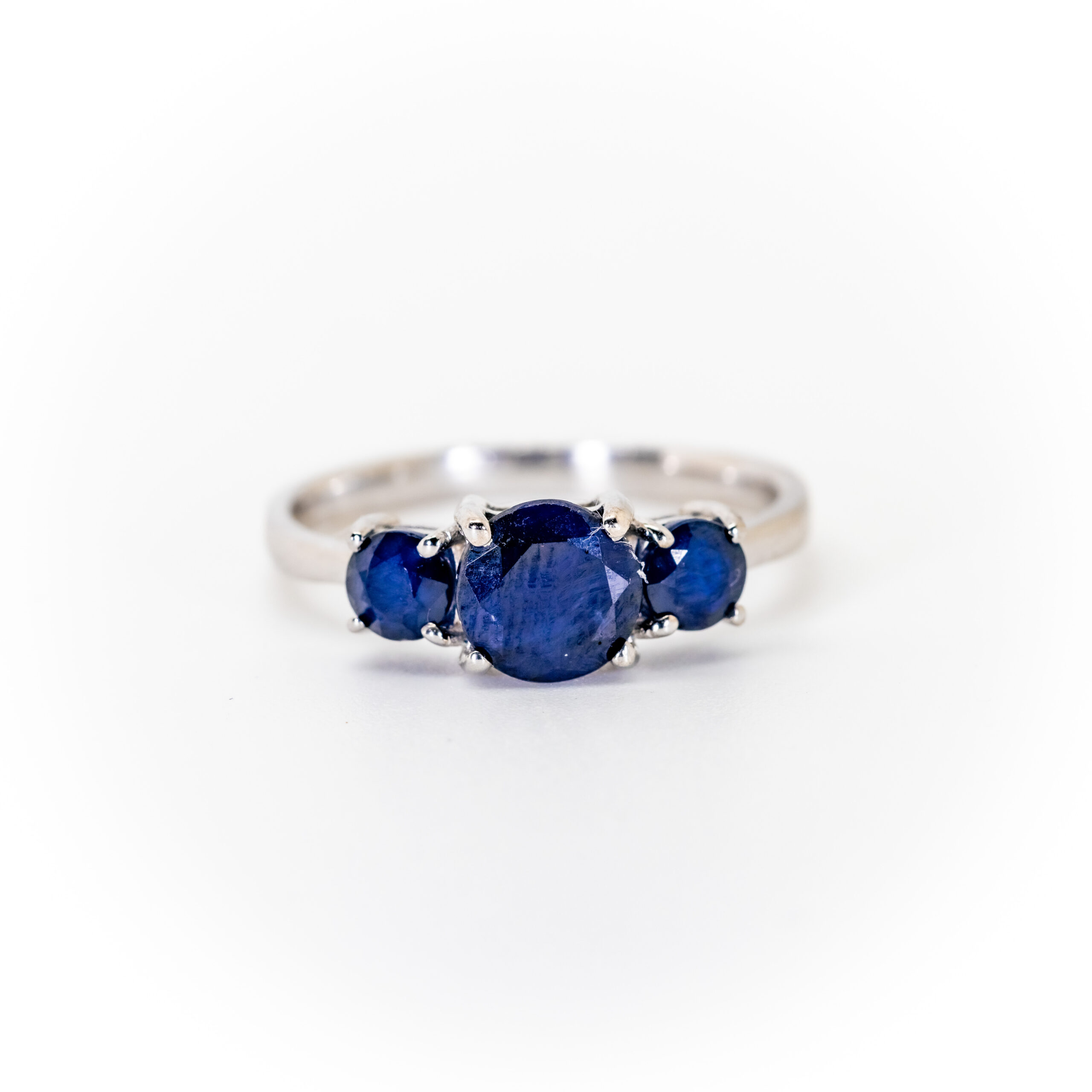 Blue Sapphire Stepped Trilogy Ring