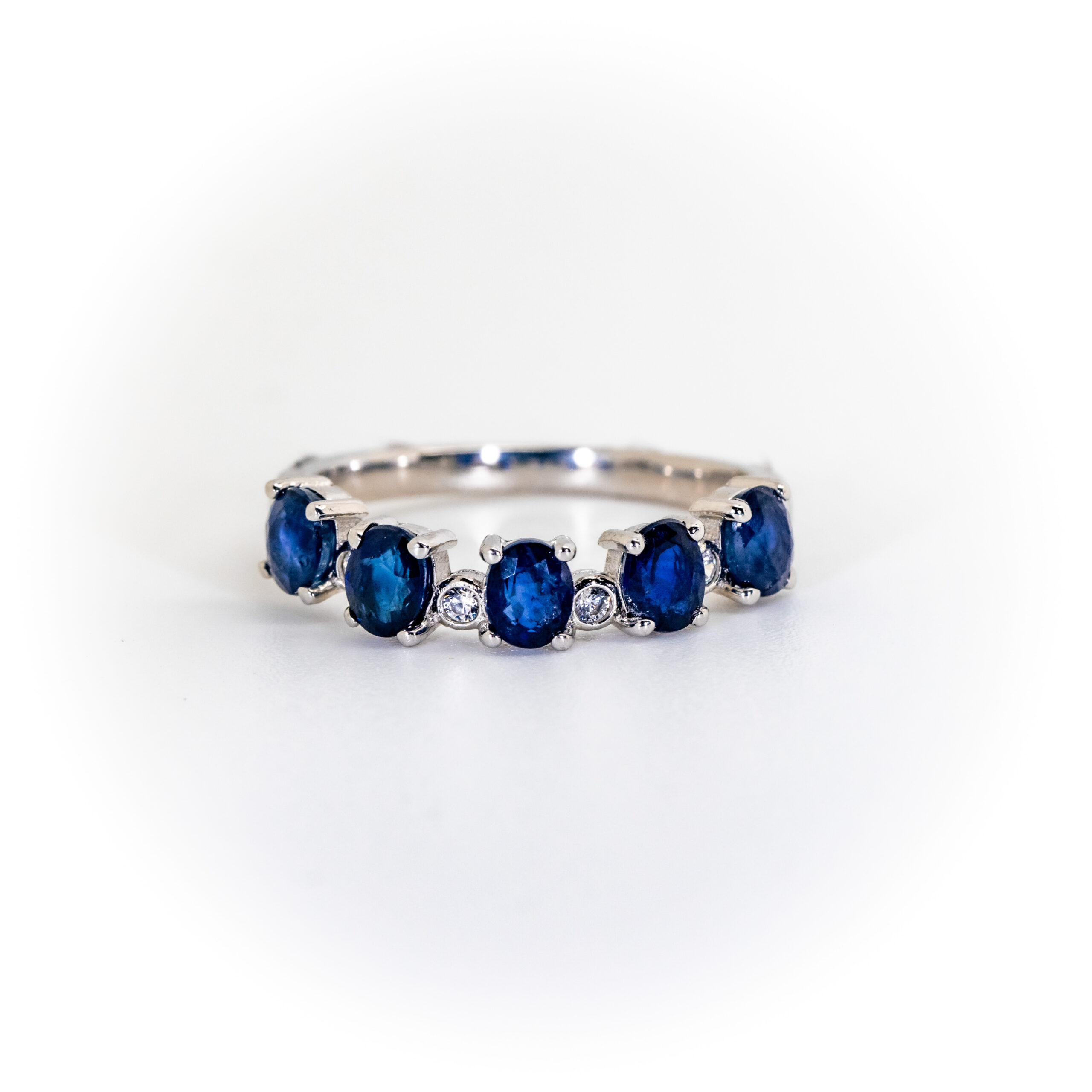 Sapphire and CZ Half-Eternity Ring