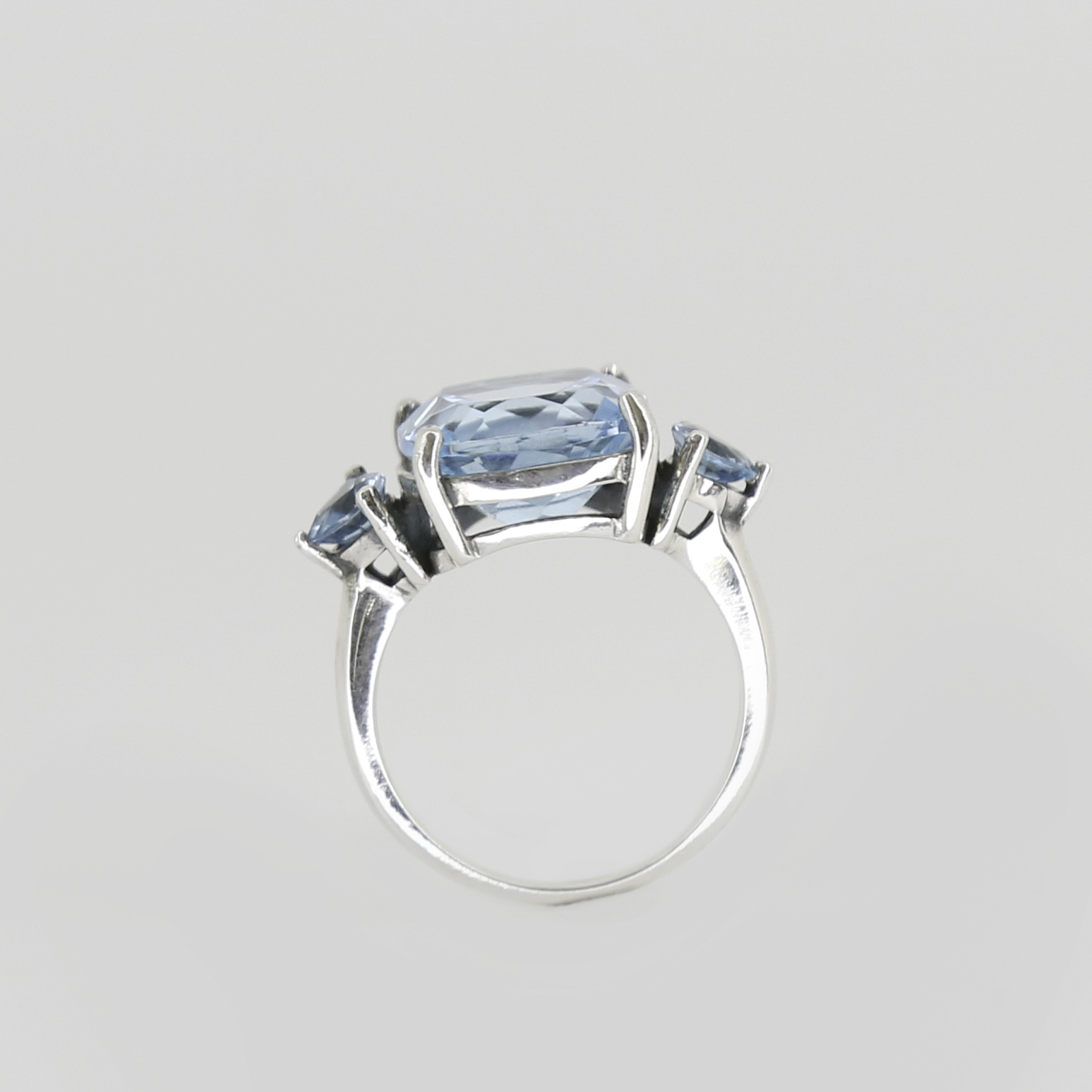 Cushion & Trilliant Cut Topaz Trilogy Ring - Image 2