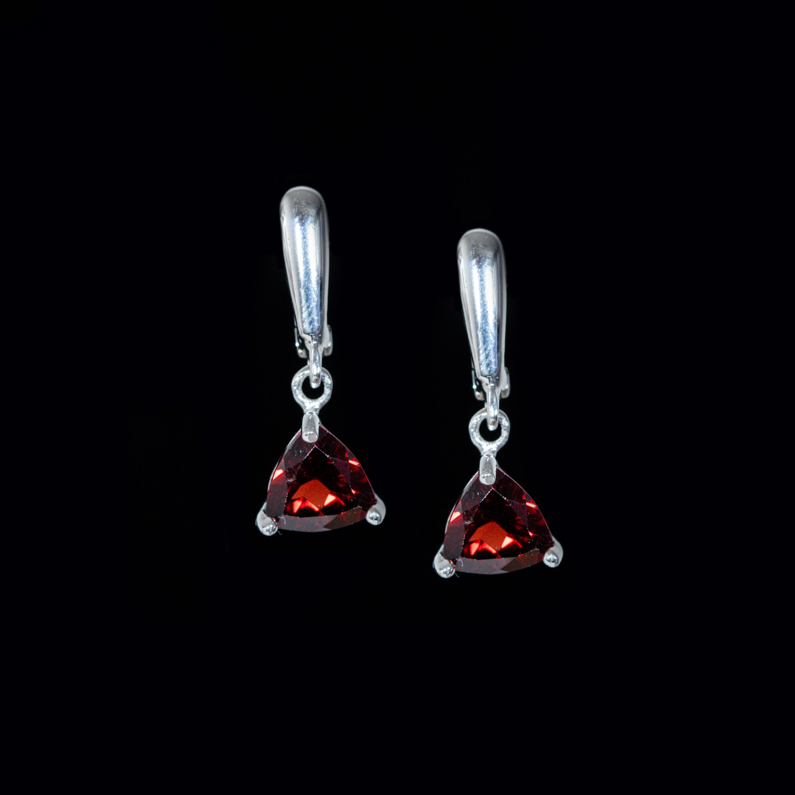 Garnet Trilliant Drop Earrings