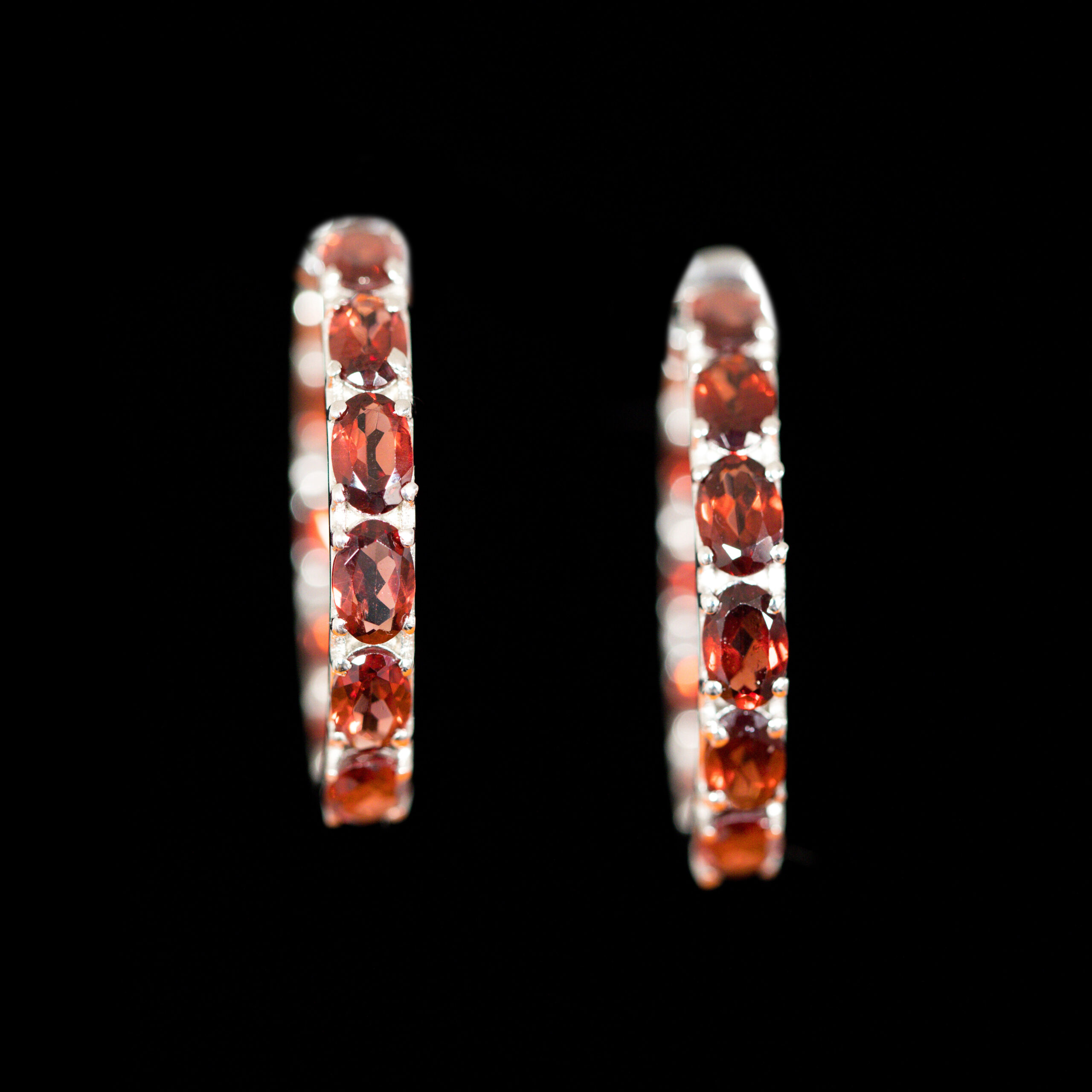 Large Garnet Gemstone Huggies - Image 2