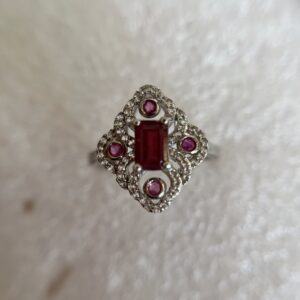 Ornate Ruby & White Topaz Ring
