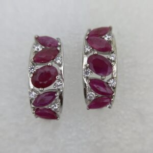 Oval and Marquis Ruby Curved Earrings with Omega Closure