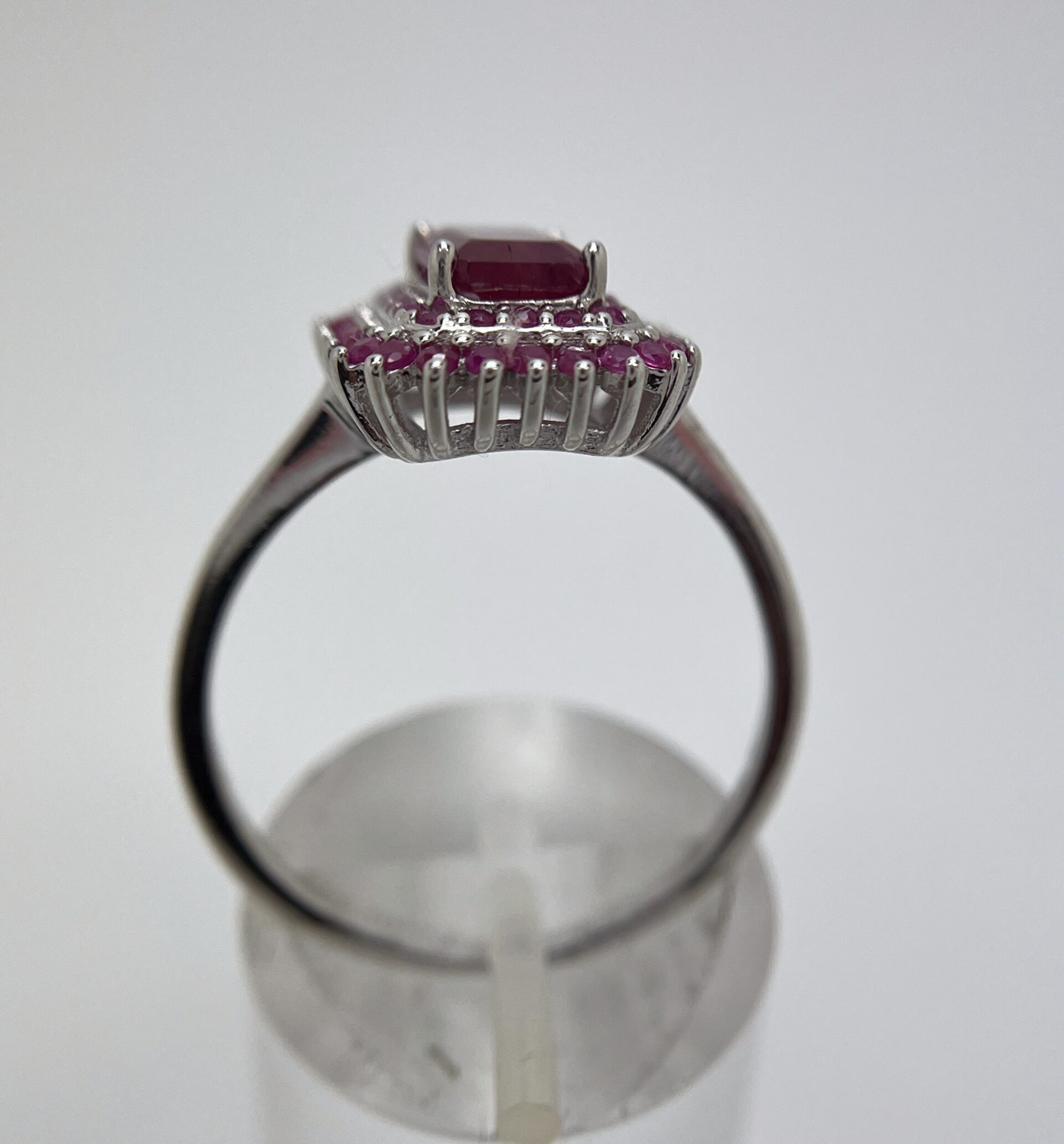 Emerald-Cut Ruby with Double Ruby Halo Pendant - Image 4