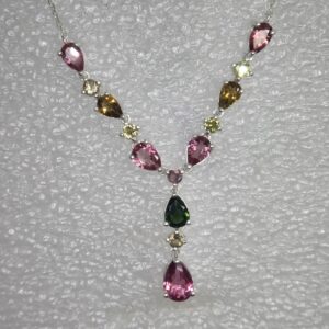 Y-Drop Style Multi-Colour Tourmaline Necklace