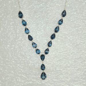 Y-Drop Style London Blue Topaz Necklace