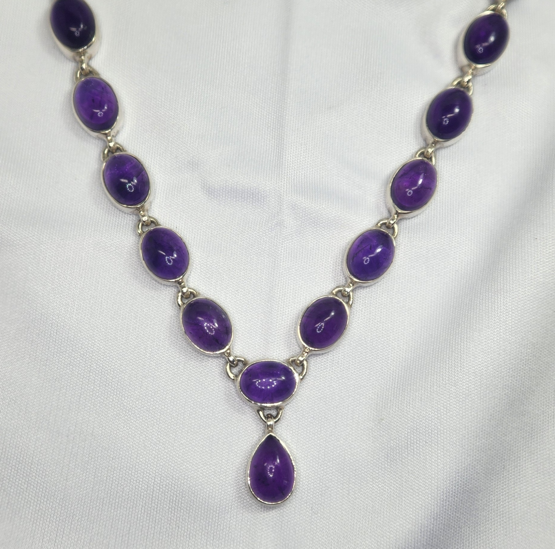Oval and Pear Cut Amethyst Necklace