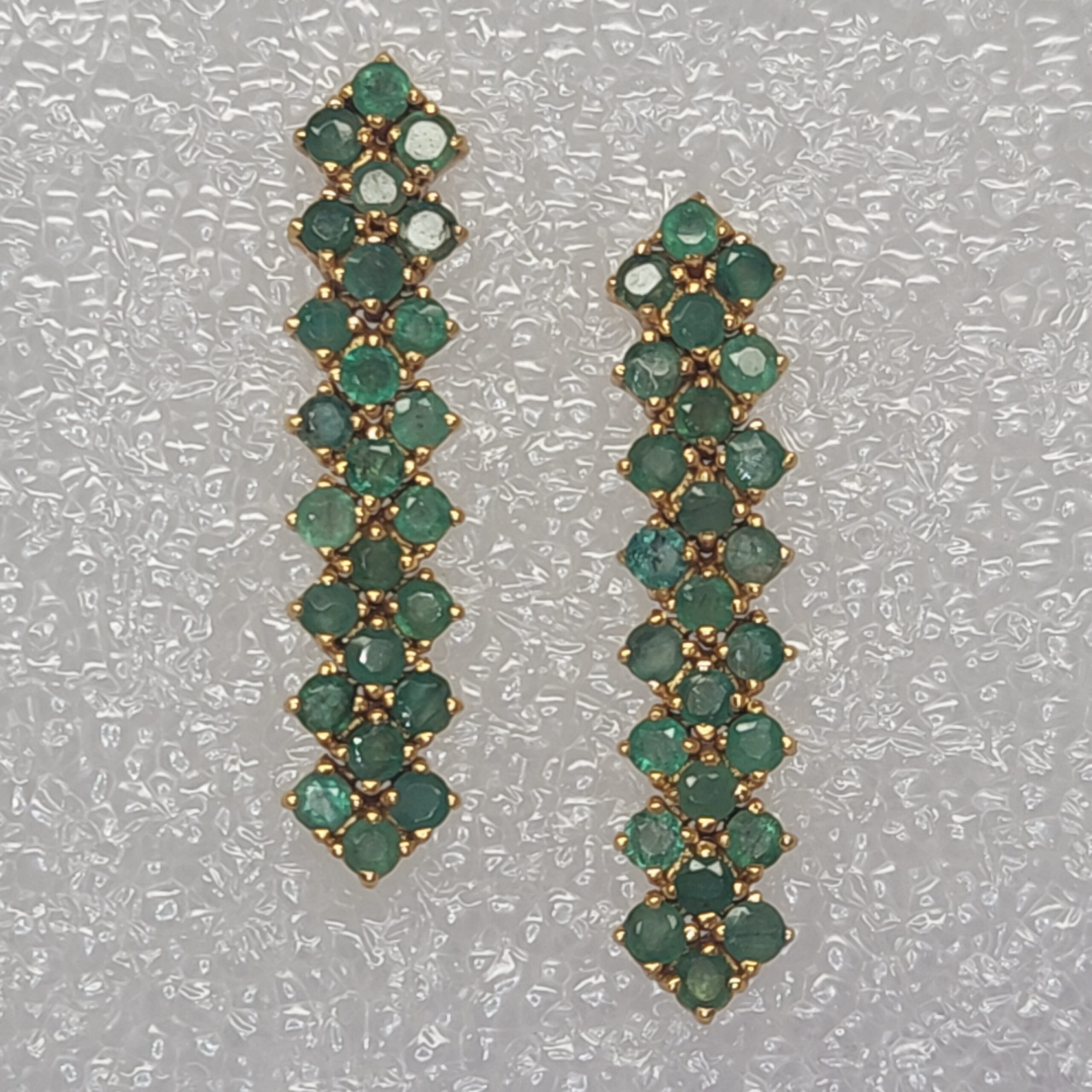 Triple Column Linear Emerald Earrings in 18ct Vermeil