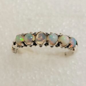 Floral six stone Opal half eternity ring