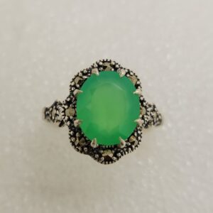 Chrysoprase & Marcasite Ring