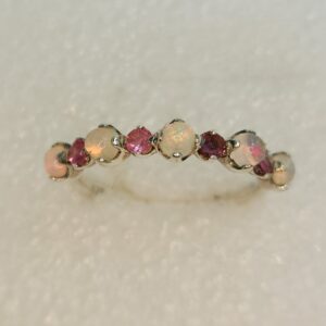 Opal and pink Sapphire half eternity