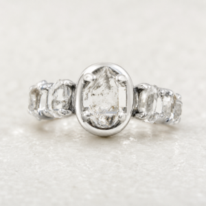 Herkimer diamond graduated multi stone ring