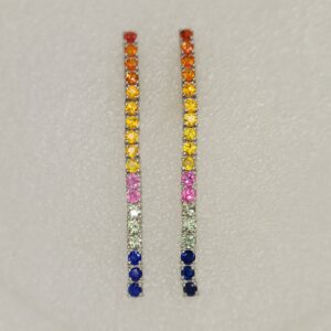2,5ct Rainbow Sapphire linear drop earrings