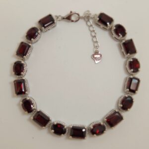 Garnet ovals & emerald cuts bracelet