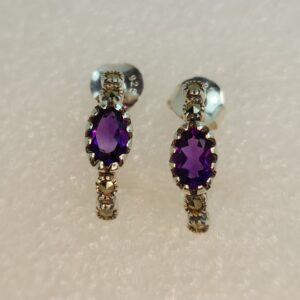 Ornate Amethyst & Marcasite half hoop