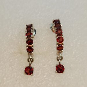 Faceted Garnet half hoop with drop
