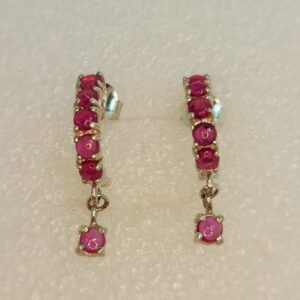 Ruby cabochon half hoop with drop