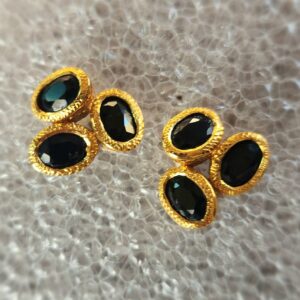 Faceted Sapphire oval trio stud in 18ct gold vermeil