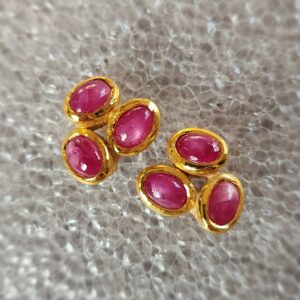 Ruby cabochon trio stud in 18ct gold vermeil