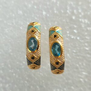 Blue Topaz & enamel gold vermeil Mediterranean half hoop