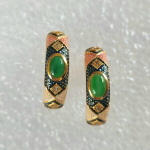 Emerald & enamel gold vermeil Mediterranean half hoop